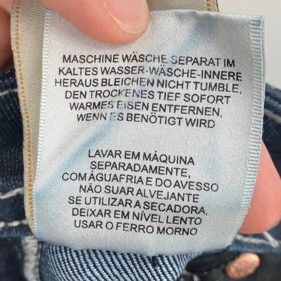 Miss Me Dark Blue Wash Easy Boot Sequin Stretch Flap Pockets Bootcut Jeans Pants - Picture 6 of 11